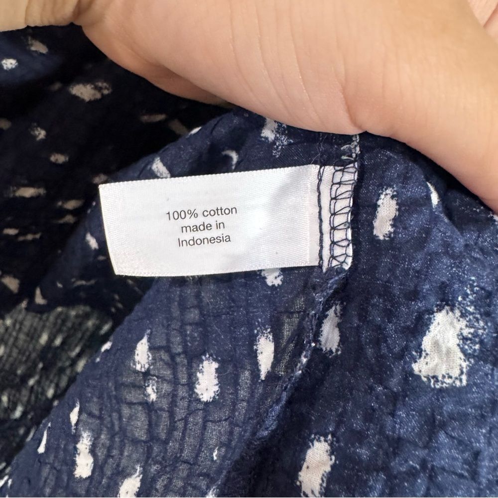 Lane Bryant Navy Blue Patterned Long Sleeve V-Neck Blouse - Picture 4 of 5